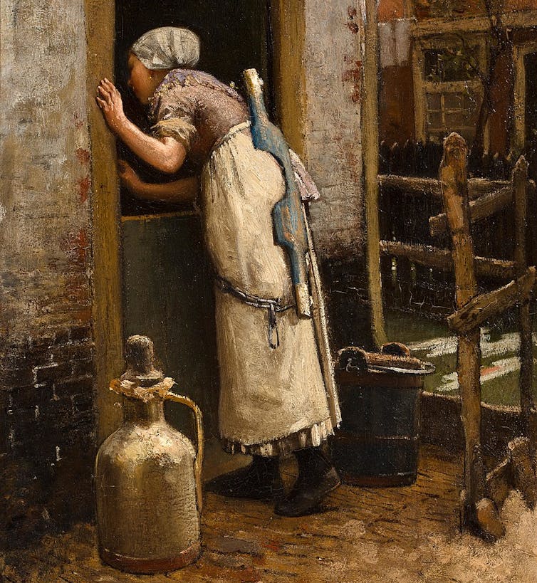 Peinture représentant une jeune laitière